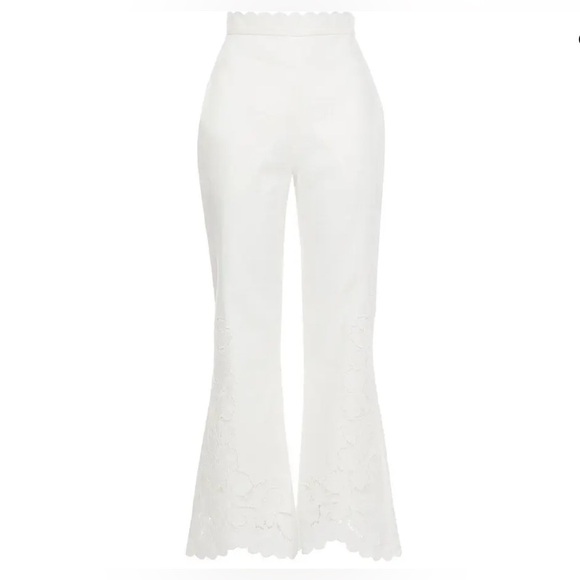 ZIMMERMANN Carnaby Scallop Broderie Anglaise Linen Flared Pants - Picture 4 of 14